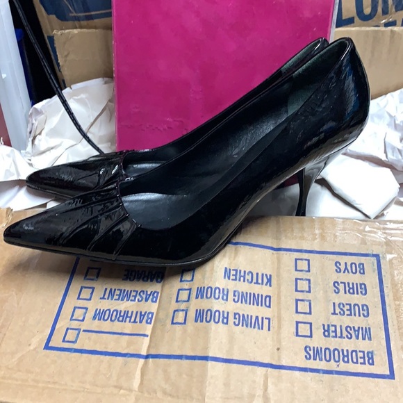 Prada Patent Leather Black Classic Pumps Stilettos Shoes Sz 38.5 - Picture 2 of 12